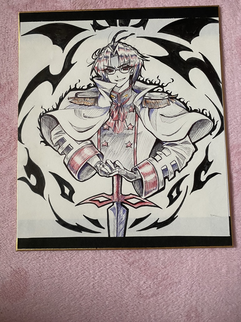 中色紙 ボールペン画