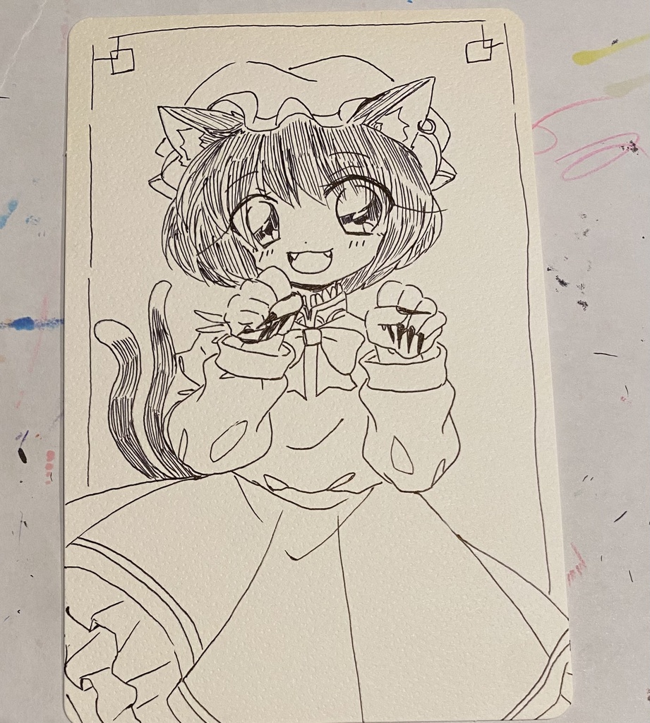 ボールペン画 橙 ちぇん
