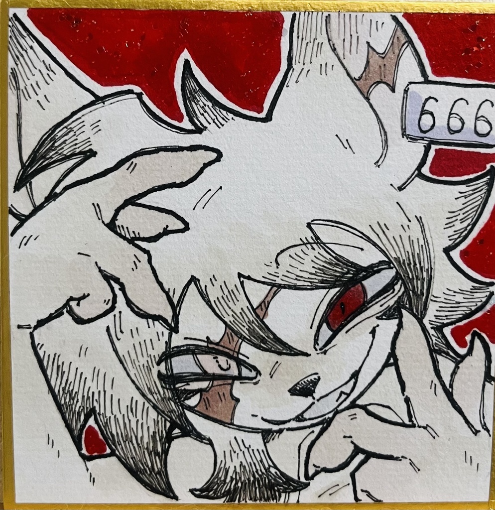 ミニ原画色紙 666くん