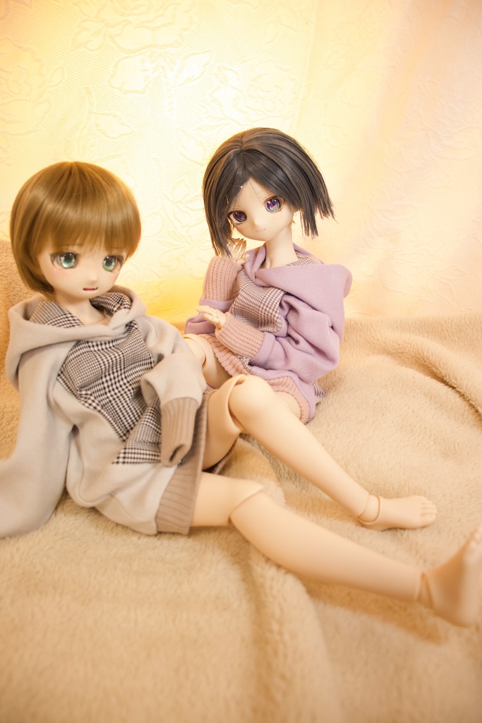 グレンチェックほわん袖パーカー