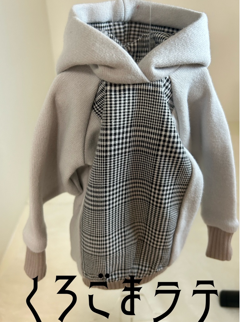 グレンチェックほわん袖パーカー