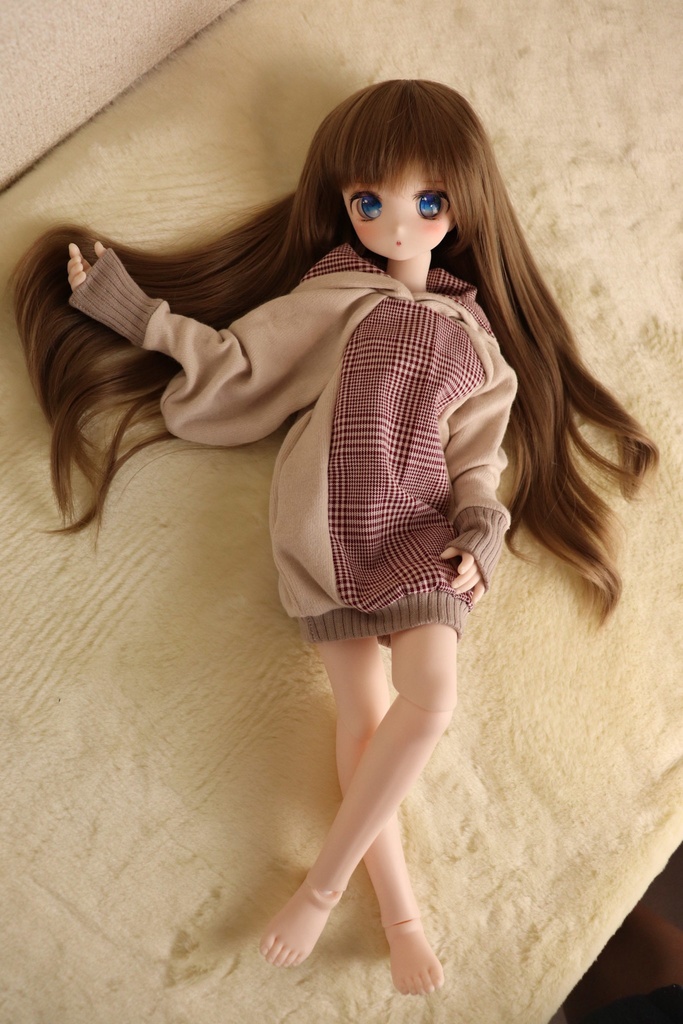 グレンチェックほわん袖パーカー