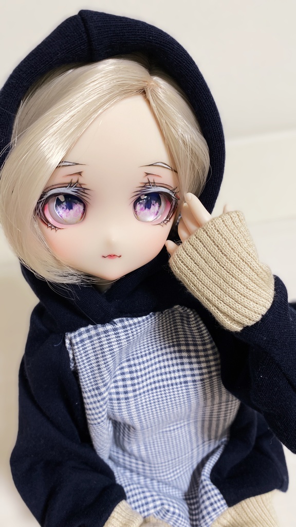 グレンチェックほわん袖パーカー