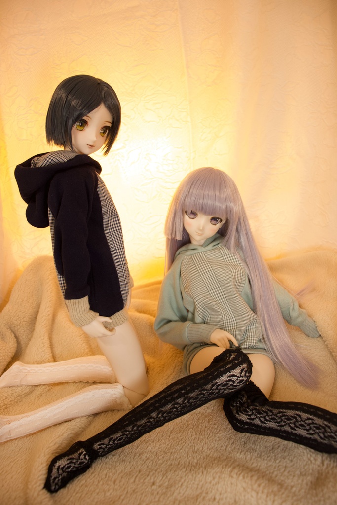 グレンチェックほわん袖パーカー