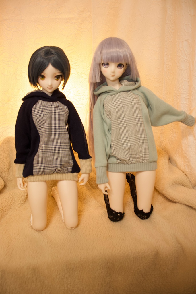 グレンチェックほわん袖パーカー