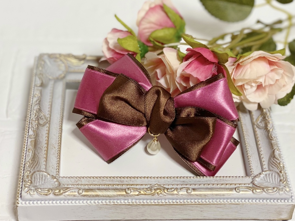 いちごチョコカラーのバレッタ