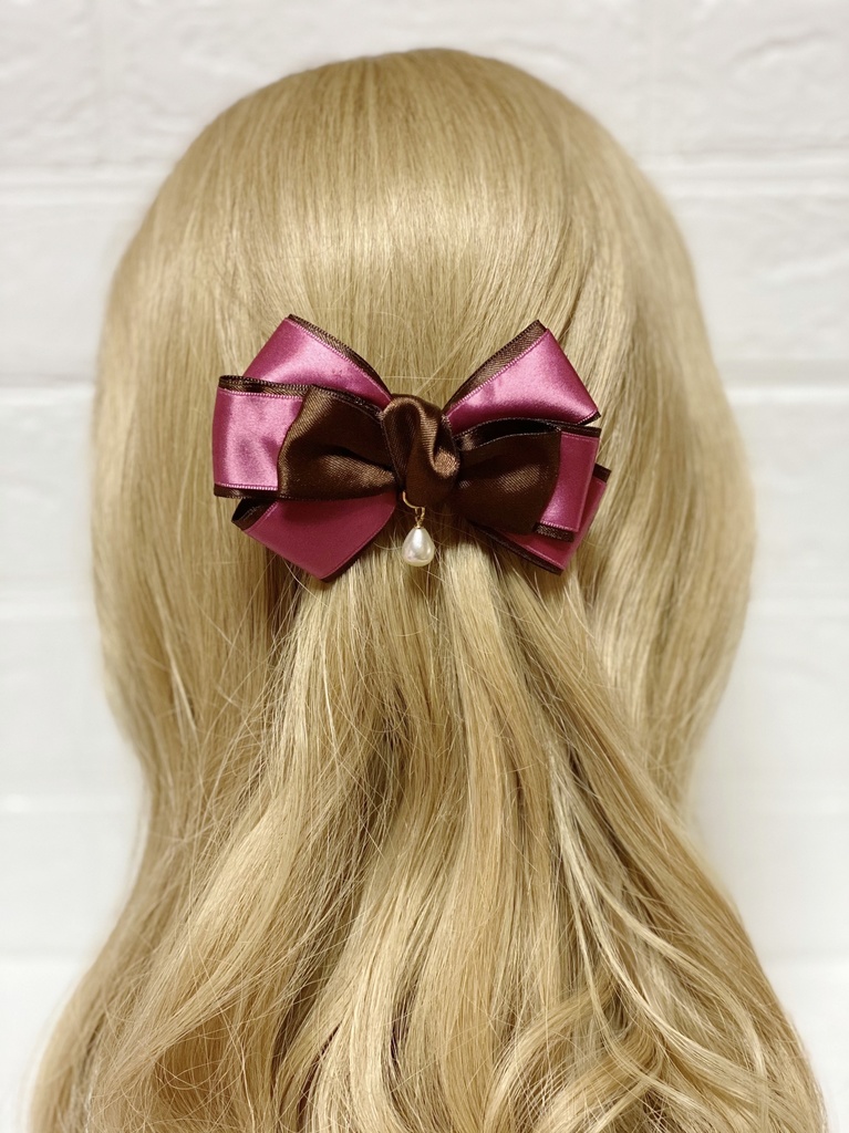 いちごチョコカラーのバレッタ