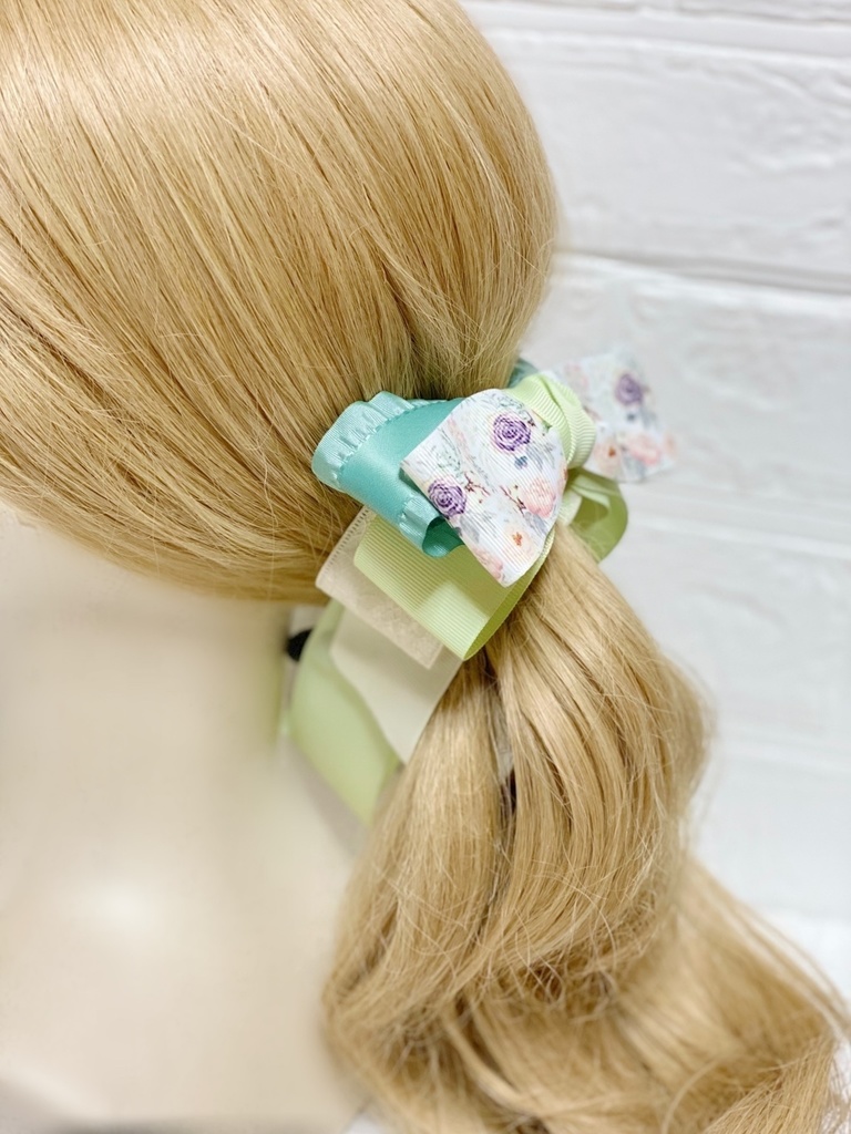 花柄リボンのフリフリバナナクリップ