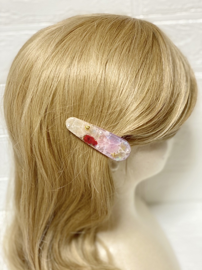 小さな海のレジンヘアクリップ