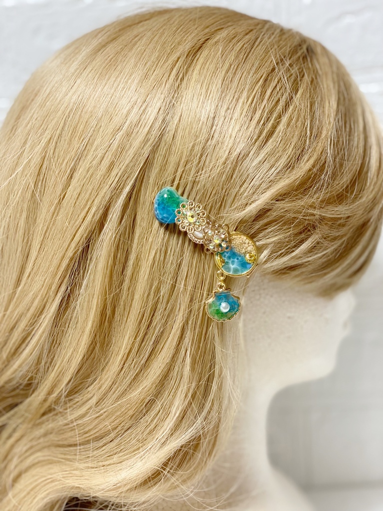 キラキラ海のヘアクリップ