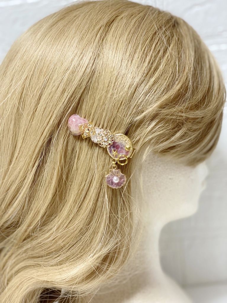 キラキラ海のレジンヘアクリップ
