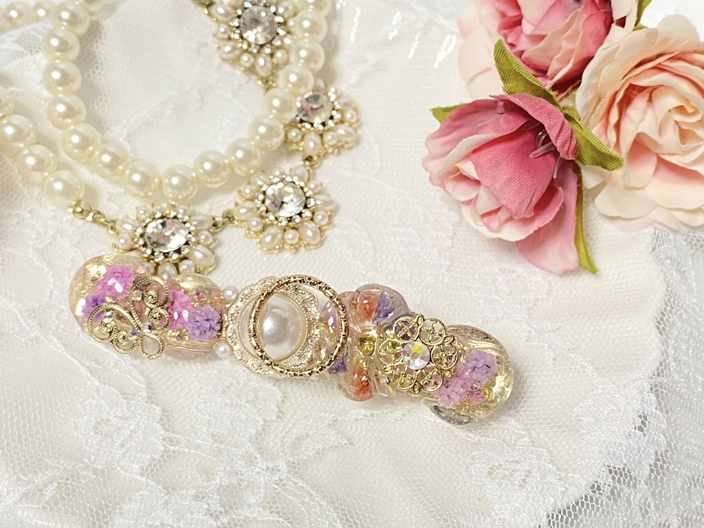 お花のキラキラレジンヘアクリップ※ピンク※パープル