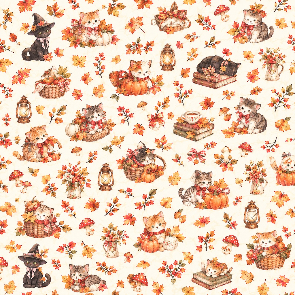 秋の森と小さな動物たち|デジタルペーパー3枚セット|Watercolor Autumn