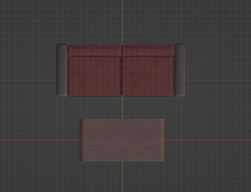 【Free】ソファ&ローテーブル セット【3Dモデル】