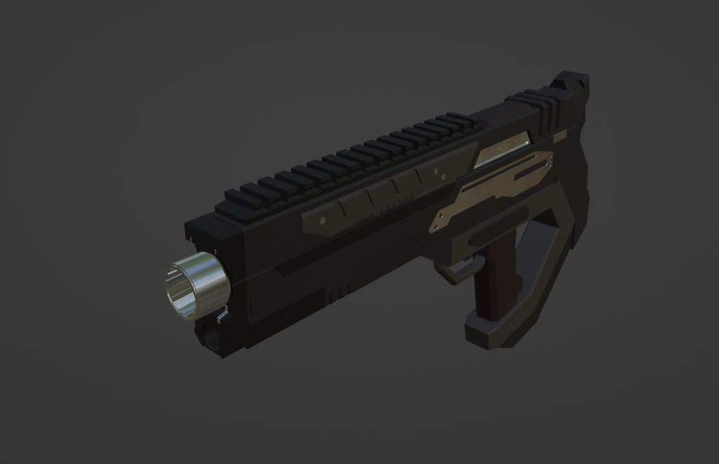 【3Dモデル武器】SFに出てきそうなハンドガン&アタッチメントセット【銃】