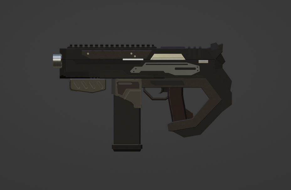 【3Dモデル武器】SFに出てきそうなハンドガン&アタッチメントセット【銃】