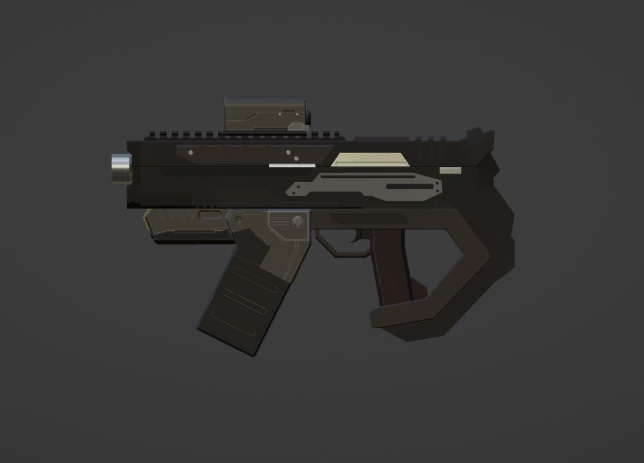 【3Dモデル武器】SFに出てきそうなハンドガン&アタッチメントセット【銃】