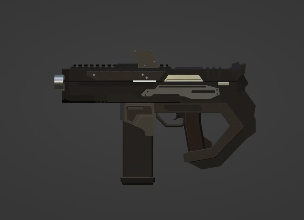 【3Dモデル武器】SFに出てきそうなハンドガン&アタッチメントセット【銃】