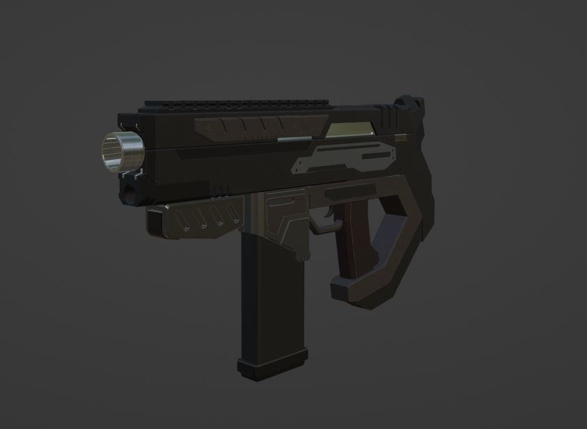 【3Dモデル武器】SFに出てきそうなハンドガン&アタッチメントセット【銃】