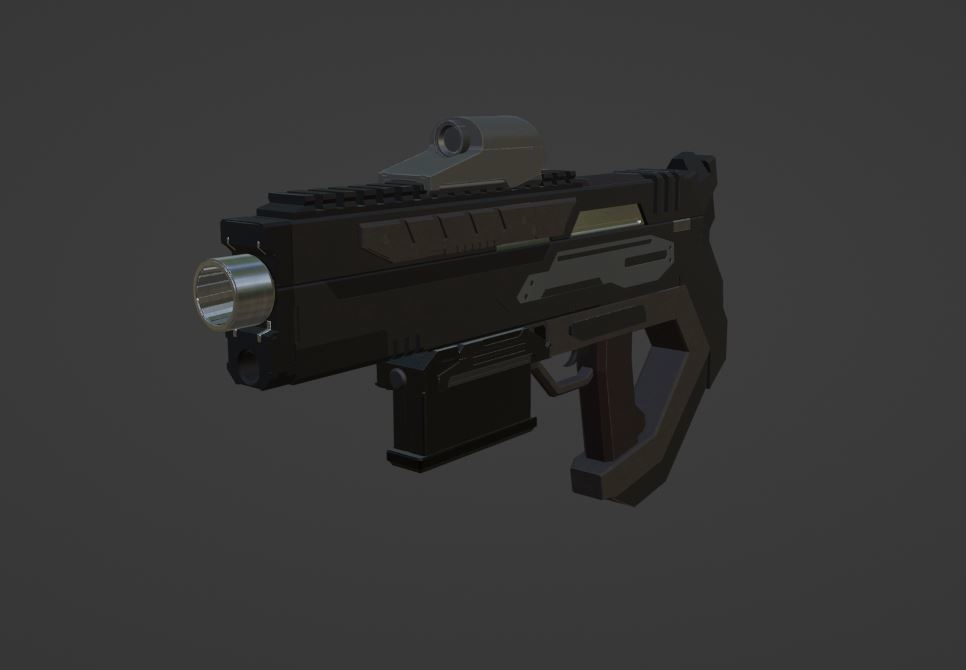 【3Dモデル武器】SFに出てきそうなハンドガン&アタッチメントセット【銃】