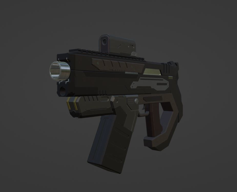 【3Dモデル武器】SFに出てきそうなハンドガン&アタッチメントセット【銃】