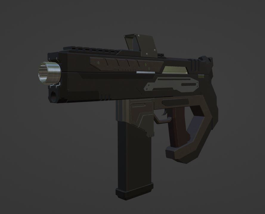 【3Dモデル武器】SFに出てきそうなハンドガン&アタッチメントセット【銃】