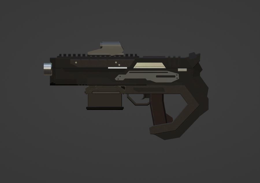 【3Dモデル武器】SFに出てきそうなハンドガン&アタッチメントセット【銃】