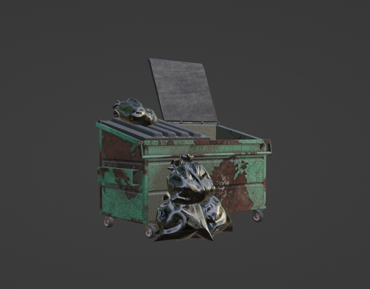 【3Dモデル】ゴミ箱&ゴミ袋【3D小物】