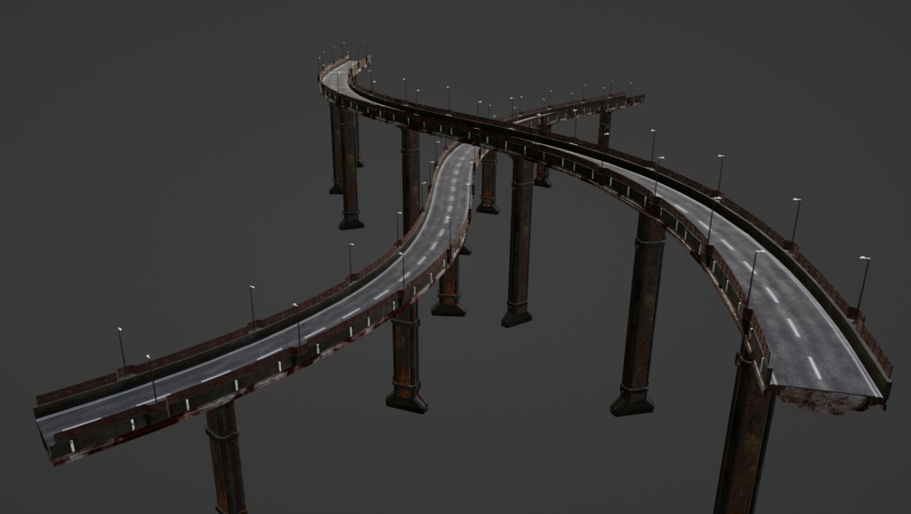 【3Dモデル】高速道路20m&30m【3Dモデル小道具】