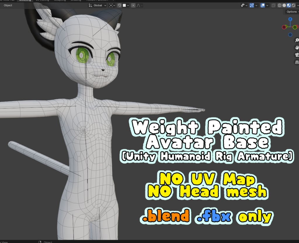 アニメとケモノアバターボディベース .blend .fbx