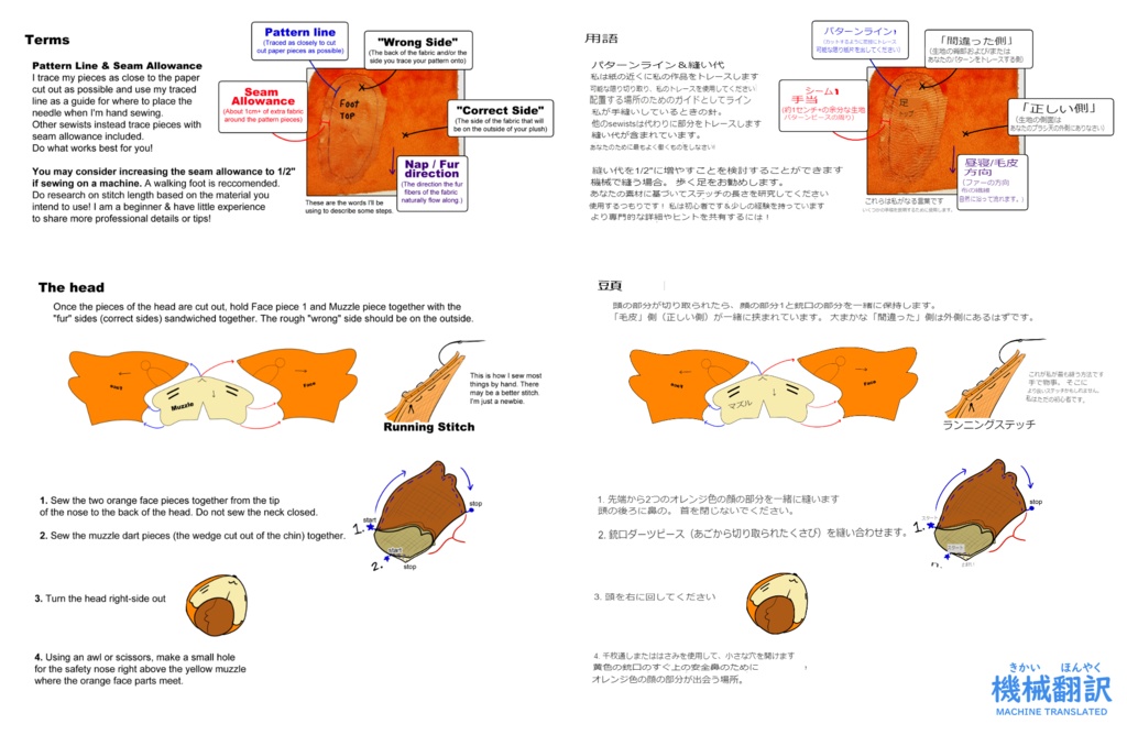 【FREE】 English/日本語 ブイゼルのめいぐりみ 型紙 - Buizel Plush Sewing Pattern