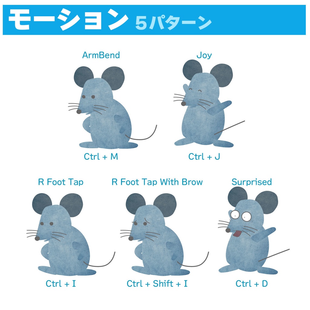 【VTS/Nizima設定済み】ネズミ切り絵風(左右版)