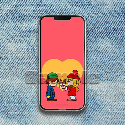公開中 【iPhone・android対応】-スマホ壁紙・待ち受け- Kids Giving a Present 4サイズセット