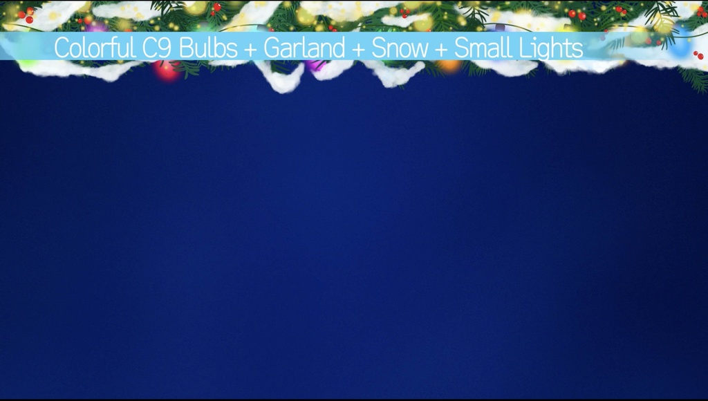 シンプルな選べる【動くループ配信背景】〜クリスマスや冬に使いたい〜カラフル・C9クリスマスライト(青背景)