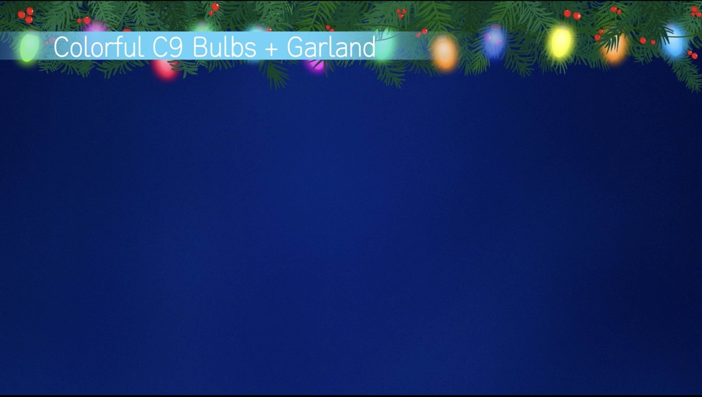 シンプルな選べる【動くループ配信背景】〜クリスマスや冬に使いたい〜カラフル・C9クリスマスライト(青背景)