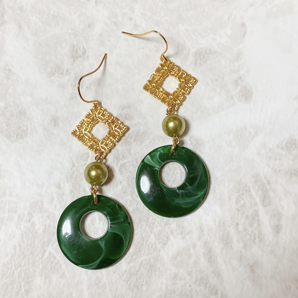 新緑と深緑 浅海と深海 オリジナルピアスorイヤリング