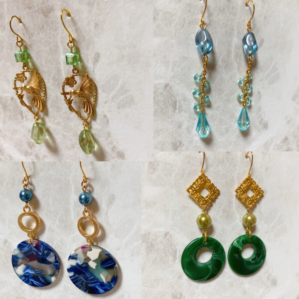 新緑と深緑 浅海と深海 オリジナルピアスorイヤリング