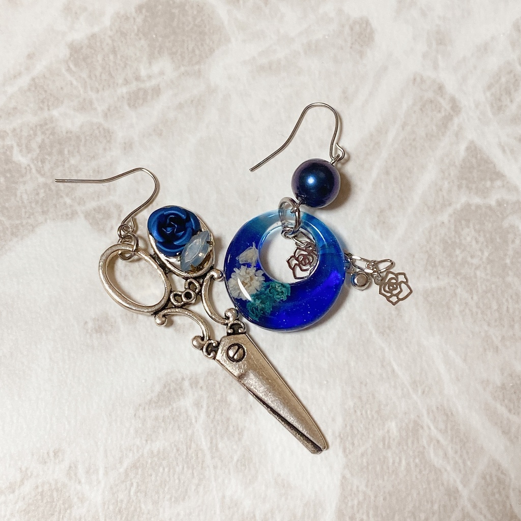 第五人格 リッパー×傭兵(青薔薇×明瞭) モチーフピアスorイヤリング ※修正ver