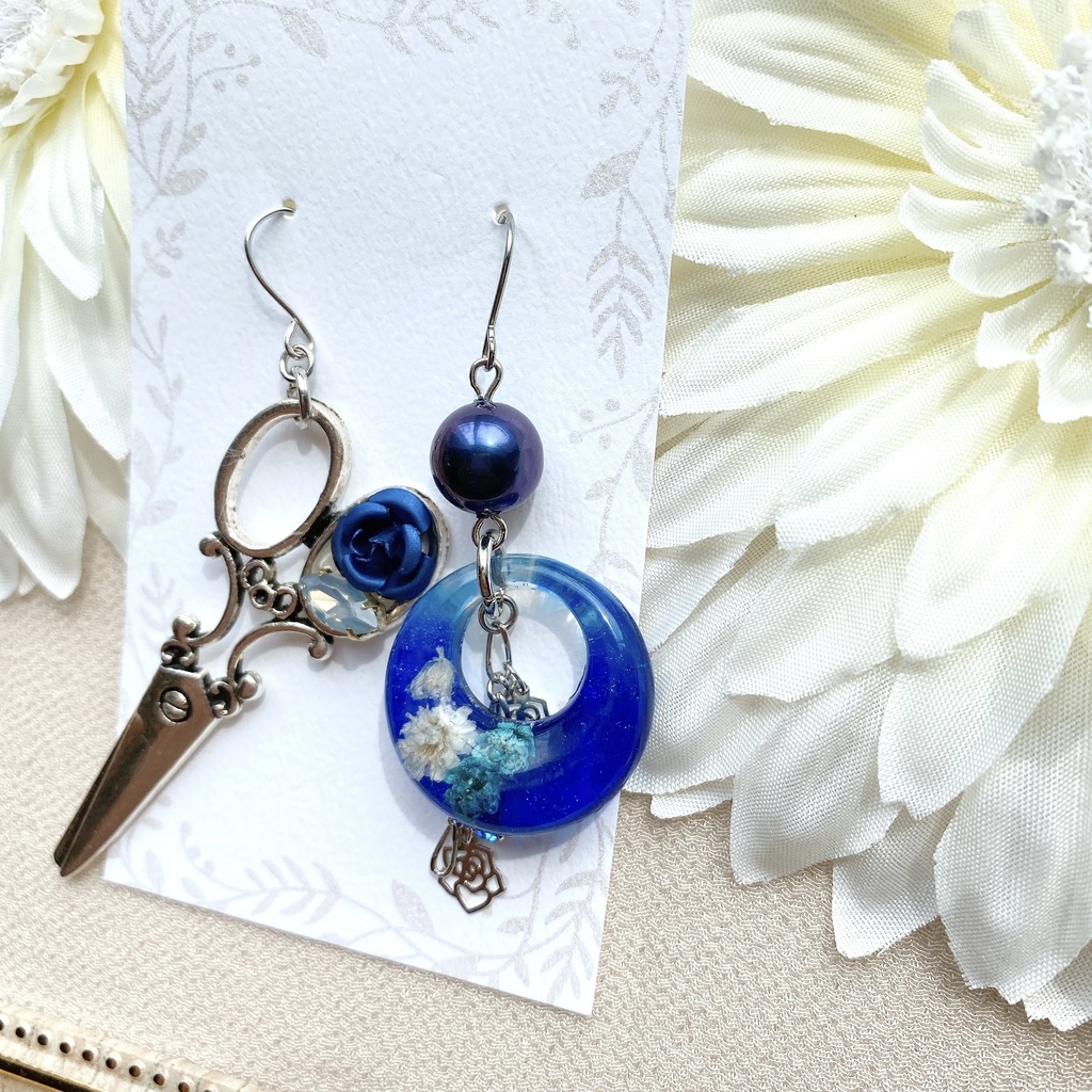 第五人格 リッパー×傭兵(青薔薇×明瞭) モチーフピアスorイヤリング ※修正ver