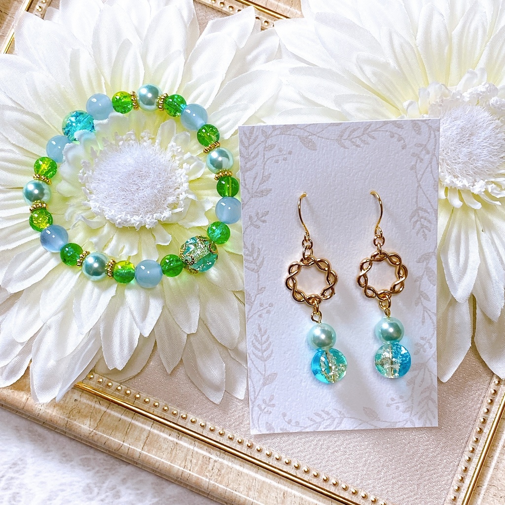 原神 ブレスレット&ピアスorイヤリングセット (魈、ウェンティ、楓原万葉)