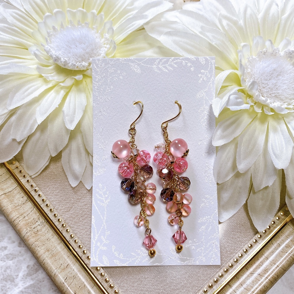 原神 影&八重巫女 稲妻の絆 ピアスorイヤリング クリスタルビーズ使用(スワロフスキー)