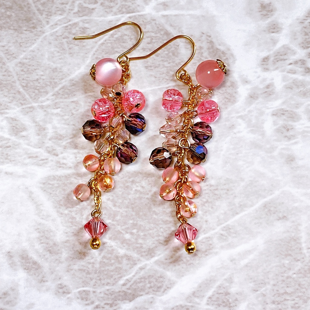 原神 影&八重巫女 稲妻の絆 ピアスorイヤリング クリスタルビーズ使用(スワロフスキー)