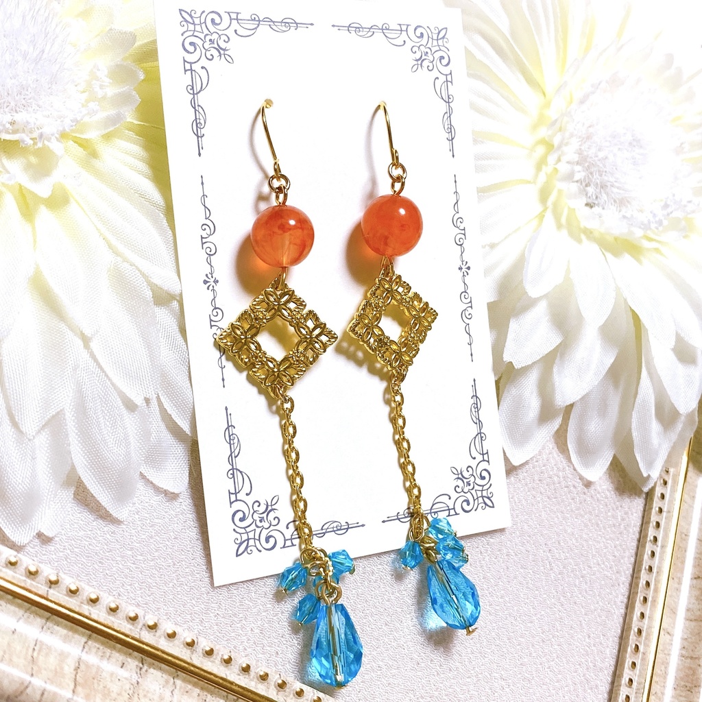 原神 天然石使用 タルタリヤ モチーフピアスorイヤリング