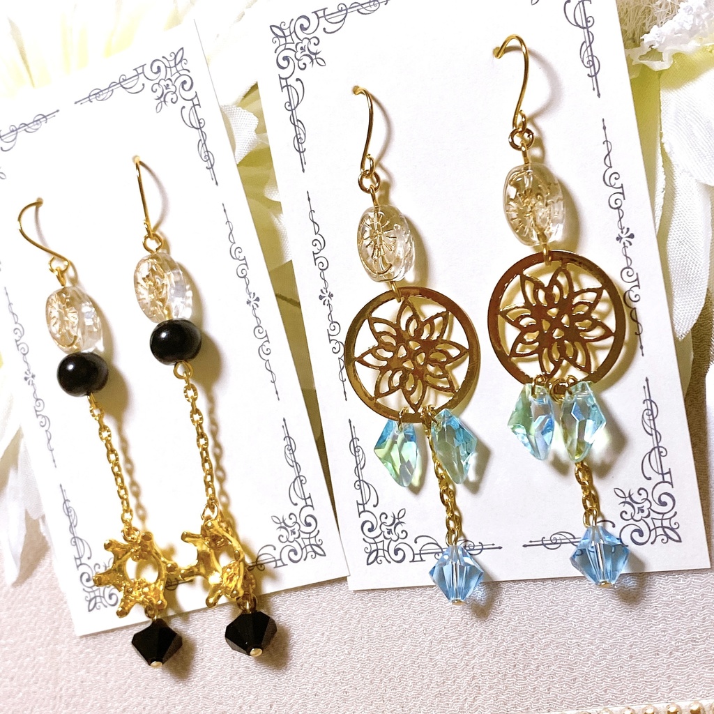 第五人格 患者&心理学者 罪を逃れし者&蒼鷲の翼 モチーフピアスorイヤリング スワロフスキー・クリスタル使用