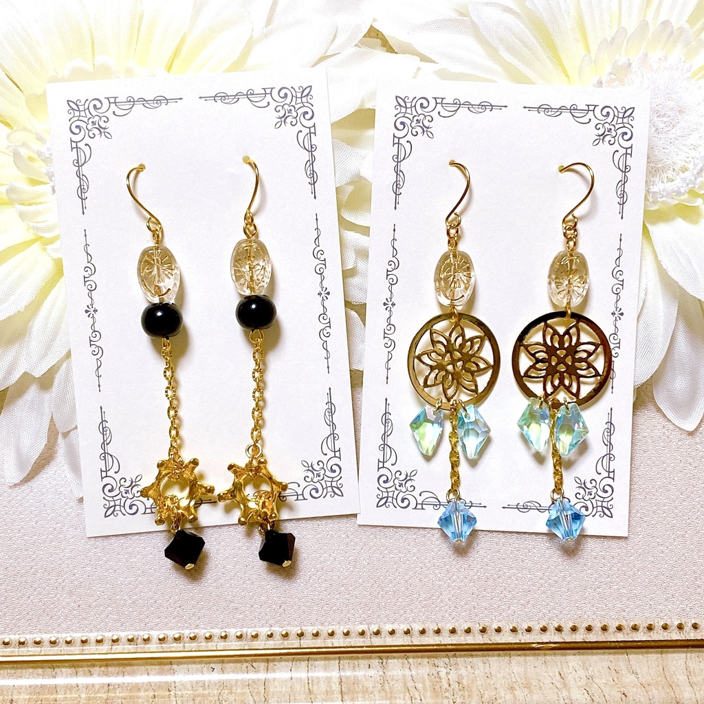 第五人格 患者&心理学者  罪を逃れし者&蒼鷲の翼 モチーフピアスorイヤリング スワロフスキー・クリスタル使用