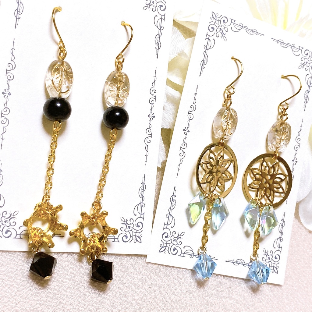 第五人格 患者&心理学者 罪を逃れし者&蒼鷲の翼 モチーフピアスorイヤリング スワロフスキー・クリスタル使用