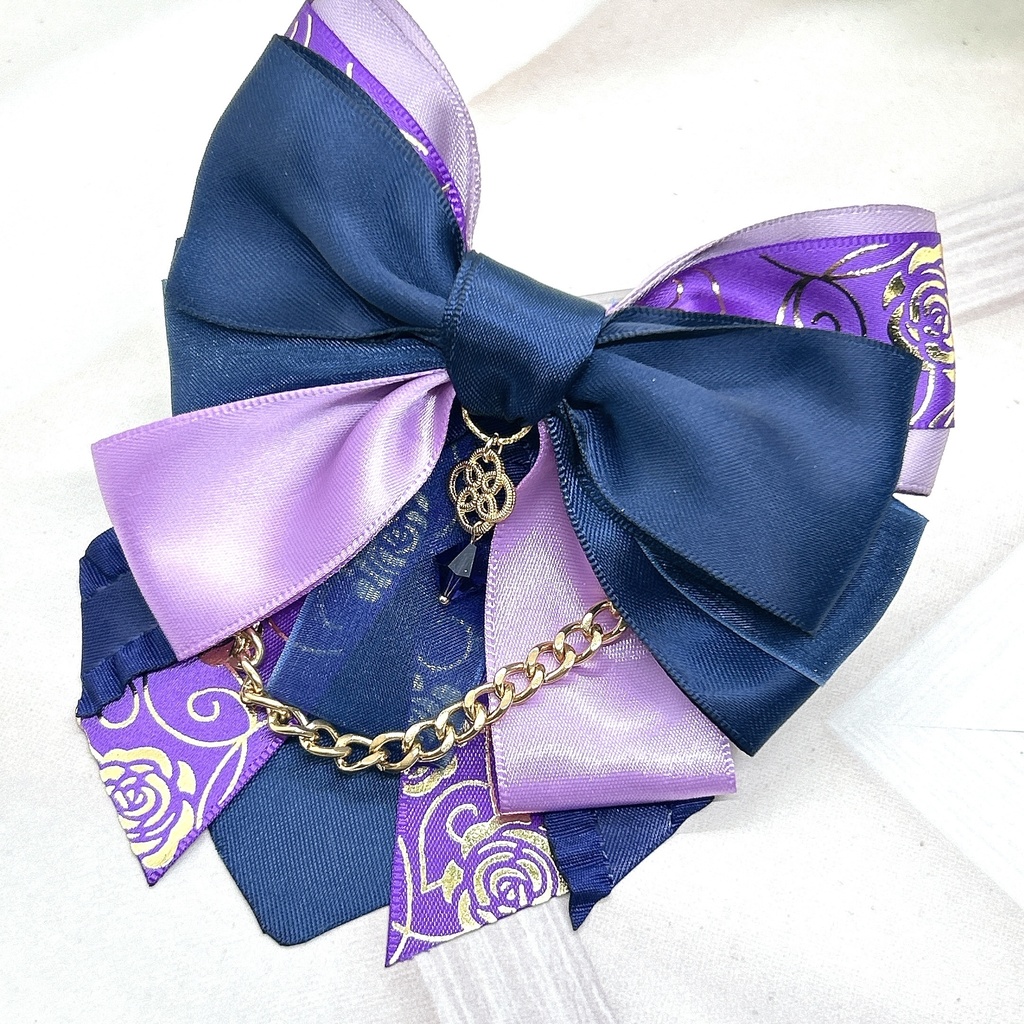 原神 フォンテーヌ+α モチーフリボンバレッタ&バックチェーン 神ノ叡智19頒布品