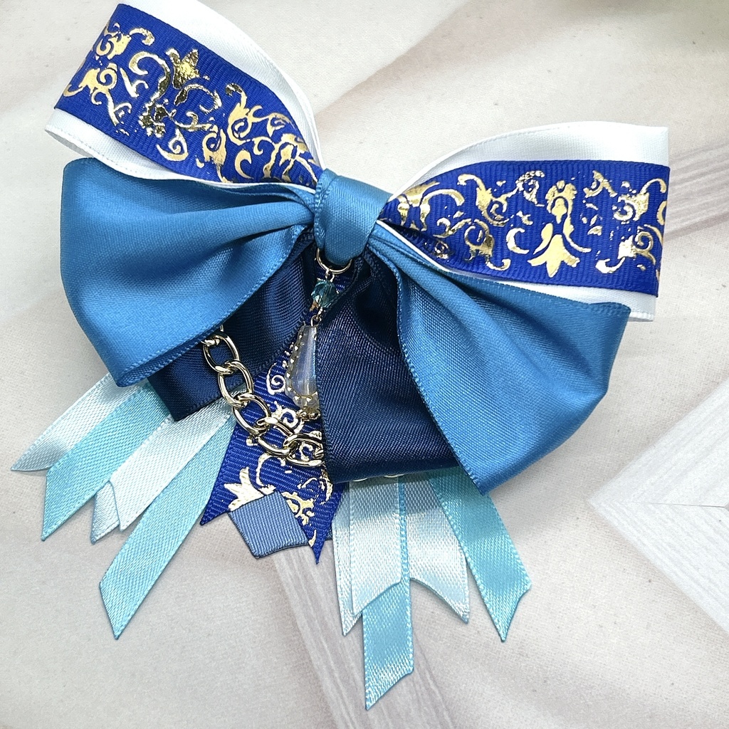 原神 フォンテーヌ+α モチーフリボンバレッタ&バックチェーン 神ノ叡智19頒布品