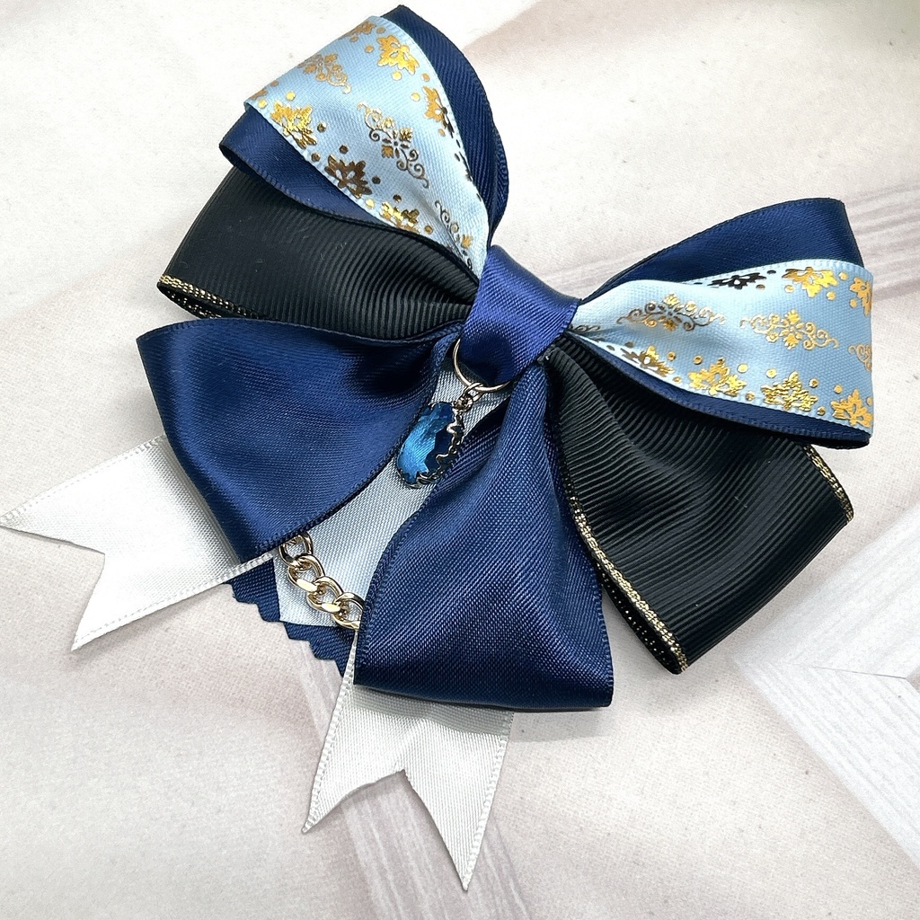 原神 フォンテーヌ+α モチーフリボンバレッタ&バックチェーン 神ノ叡智19頒布品