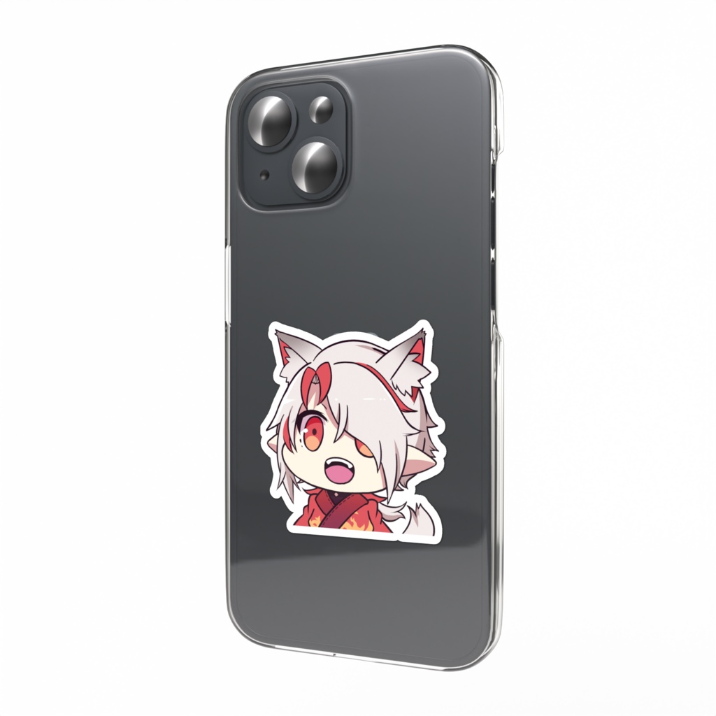 【3周年記念】ちびスマホステッカー(狐笑顔)